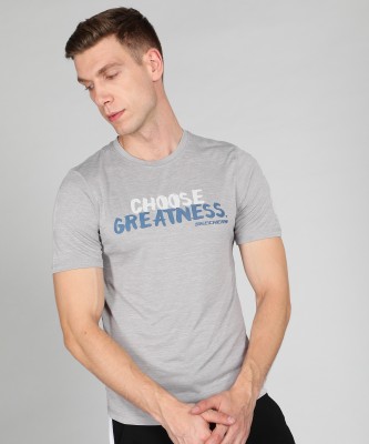 Skechers Printed Men Crew Neck Grey T-Shirt