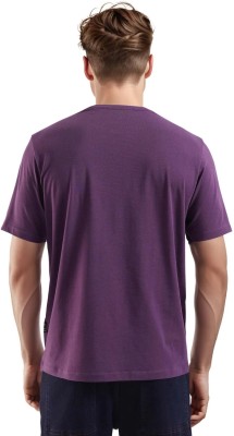 RARE RABBIT Solid Men Crew Neck Purple T-Shirt