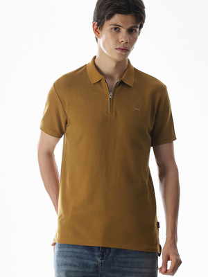 JACK & JONES Solid Men Polo Neck Brown T-Shirt