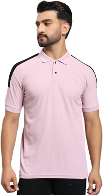MONTCLAIR Colorblock Men Polo Neck Pink T-Shirt