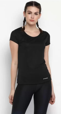 O'Mine Solid Women Round Neck White T-Shirt