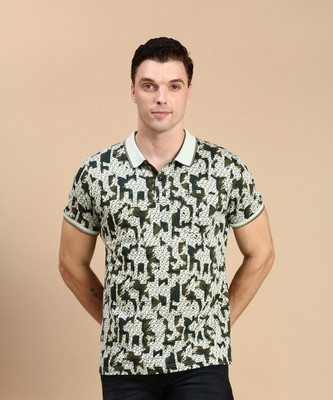 Classic Polo Printed Men Polo Neck Green T-Shirt