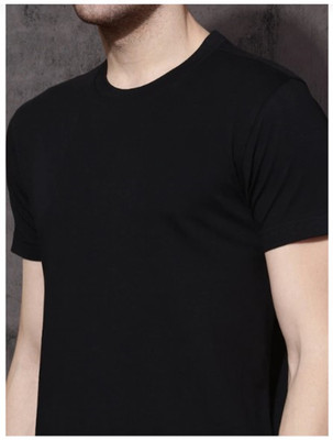 KAEZRI Solid Men Round Neck Black T-Shirt