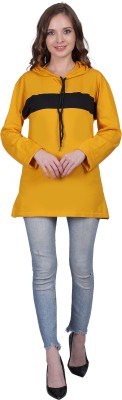 NCS STORE Solid Women Hooded Neck Yellow T-Shirt