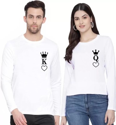 BQF Printed Couple Round Neck White T-Shirt