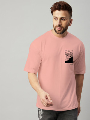 Jack Paris Printed, Typography Men Round Neck Pink T-Shirt