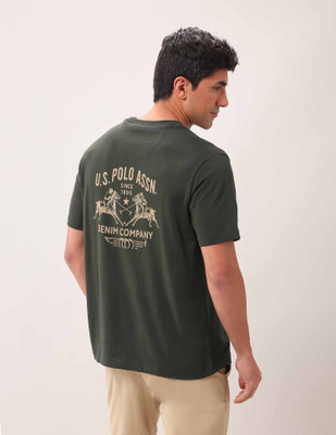 U.S. POLO ASSN. Graphic Print Men Round Neck Green T-Shirt