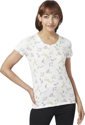 Honey By Pantaloons Printed Women Round Neck White T-Shirt