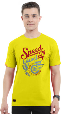 Trend Twisst Printed Men Round Neck Yellow T-Shirt