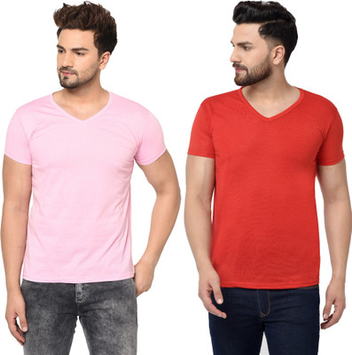 Adorbs Trend Solid Men V Neck Multicolor T-Shirt