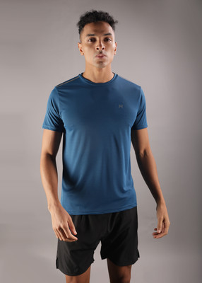 Force NXT Solid Men Round Neck Blue T-Shirt