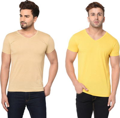 Adorbs Trend Solid Men V Neck White T-Shirt