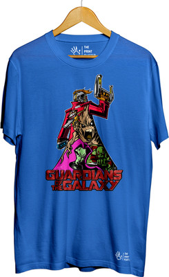 THE PRINT PLATTER Graphic Print Men Round Neck Blue T-Shirt