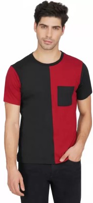 Risemax Printed Men Round Neck Black, Maroon T-Shirt