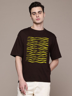 Moda Rapido Graphic Print Men Round Neck Brown T-Shirt