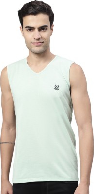 VIMAL JONNEY Solid Men V Neck Green T-Shirt