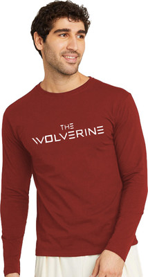 RULEDBYSUN Typography Men Round Neck Maroon T-Shirt