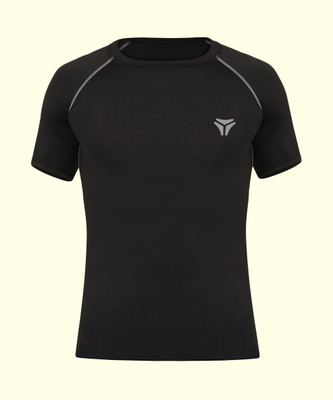 Kyk Self Design Men Round Neck Black T-Shirt