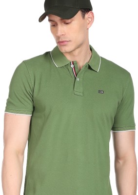 Arrow Sport Solid Men Polo Neck Green T-Shirt