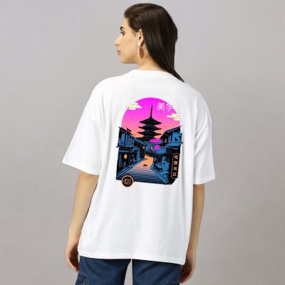 METRONAUT Graphic Print Women Round Neck White T-Shirt