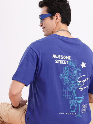 AEROPOSTALE Printed Men Round Neck Blue T-Shirt