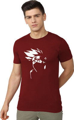 OrrganicChics Cartoon Men Round Neck Maroon T-Shirt