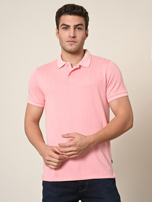 KILLER Solid Men Polo Neck Pink T-Shirt