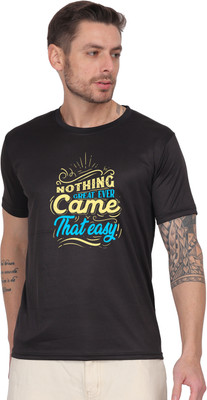 LIFE STYLE COMMERCE Printed Men Round Neck Black T-Shirt