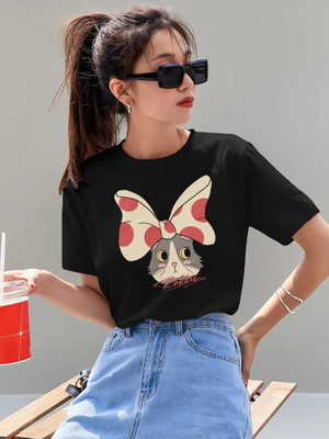 THE DRY STATE Graphic Print Women Round Neck Black T-Shirt