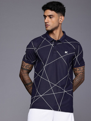HRX by Hrithik Roshan Printed Men Polo Neck Blue T-Shirt