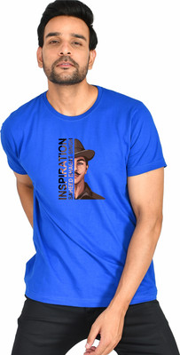 Burundi Blu Printed Men Round Neck Blue T-Shirt