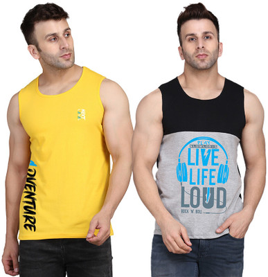 SLOWLORIS Printed Men Round Neck Multicolor T-Shirt