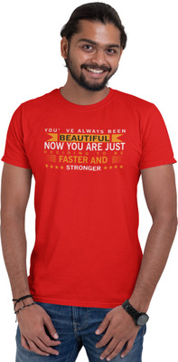 DOGAR ESSENTIALS Printed, Typography Men Round Neck Red T-Shirt