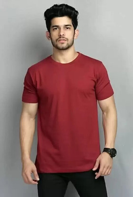 SPOWEARY Solid Men Round Neck Red T-Shirt