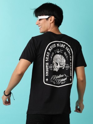 V-MART Printed Men Round Neck Black T-Shirt