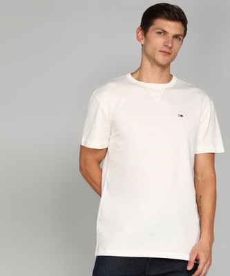 TOMMY HILFIGER Solid Men Round Neck White T-Shirt