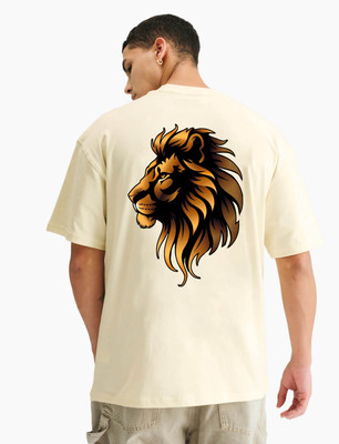 BubbleTwyst Graphic Print Men Round Neck Beige T-Shirt