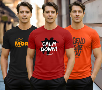Leotude Graphic Print Men Round Neck Multicolor T-Shirt