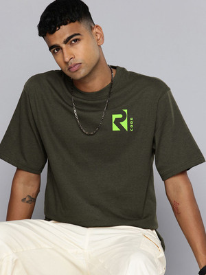 R.Code by The Roadster Life Co. Solid Men Round Neck Green T-Shirt