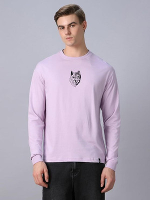 Govinda Collections Printed Men Round Neck Purple T-Shirt