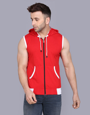 ELABOT Solid Men Hooded Neck Red T-Shirt