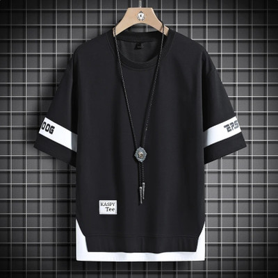 KASPY Printed Men Round Neck Black T-Shirt