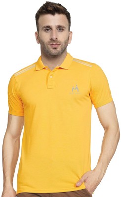 MIST N FOGG Solid Men Polo Neck Yellow T-Shirt