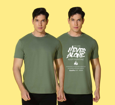 WOOSTRO Printed, Solid Men Round Neck Green T-Shirt