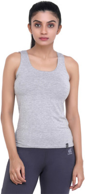 Laasa Sports Solid Women Round Neck Grey T-Shirt
