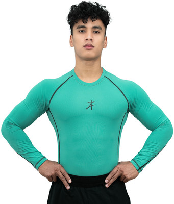 Athflex Solid Men Round Neck Green T-Shirt