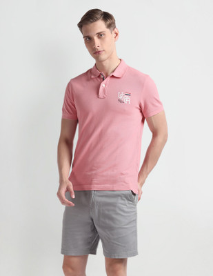 U.S. Polo Assn. Denim Co. Solid Men Polo Neck Pink T-Shirt