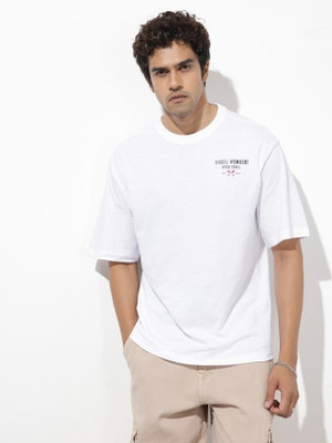 Roadster Graphic Print Men Round Neck White T-Shirt