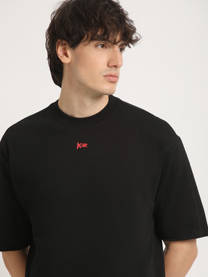 THE BEAR HOUSE Solid Men Round Neck Black T-Shirt