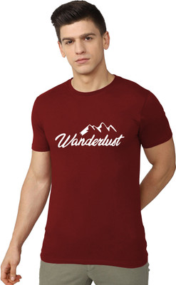 OrrganicChics Graphic Print Men Round Neck Maroon T-Shirt